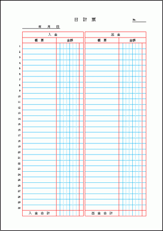 Excelで作成した日計表