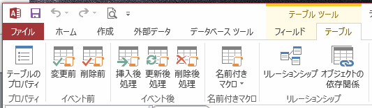 Access2013のテーブルリボン