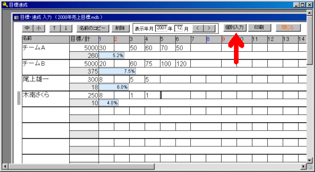 データ入力フォームの起動