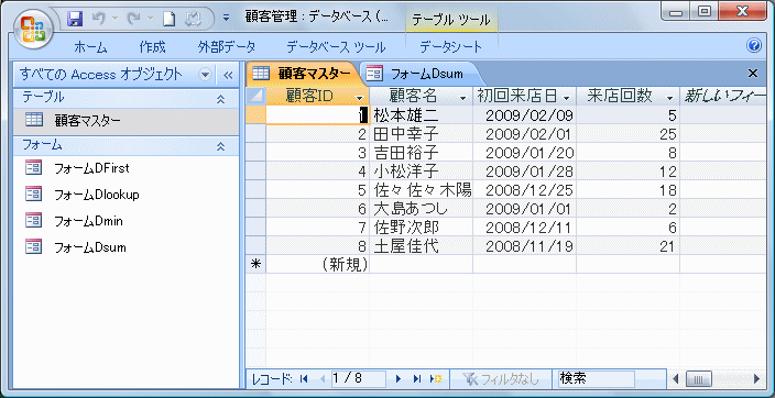 顧客マスターテーブル