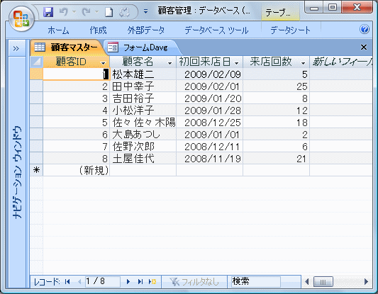 顧客マスターテーブル