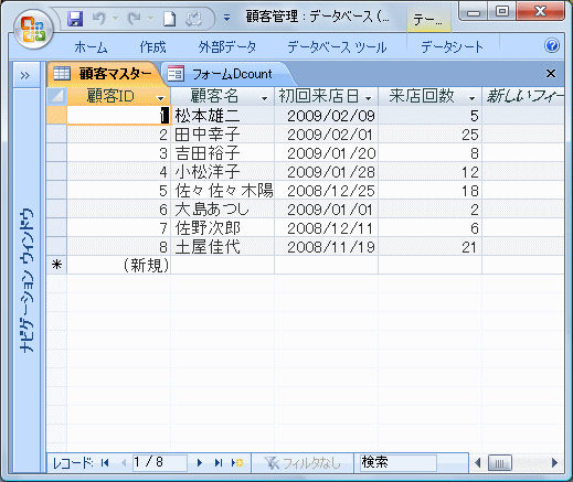 顧客マスターテーブル