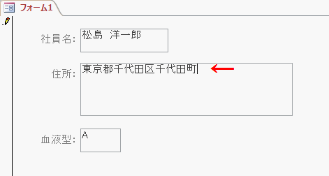 テキストボックスを配置した初期状態のフォーム