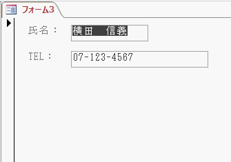 フォームビューでは住所のテキストボックスは消えています