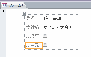 チェックボックスの作成方法 Access