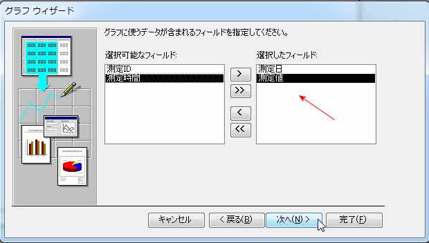 グラフのフィールドを選択