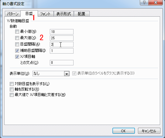 数値軸目盛を入力