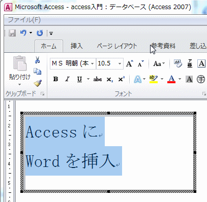 AccessのWordに文字を入力