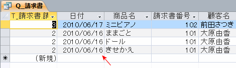 期間パラメータで抽出した結果