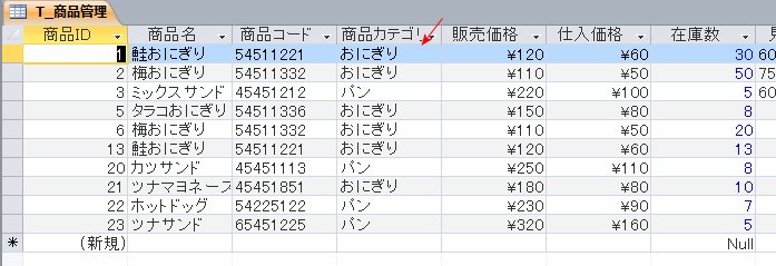 商品管理データ一覧