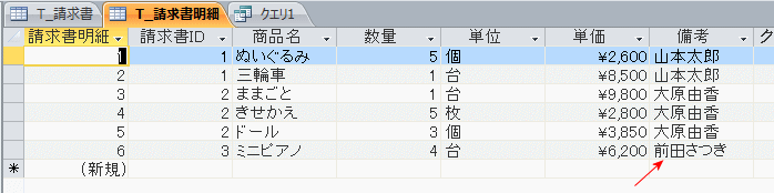 備考に顧客名が入力された