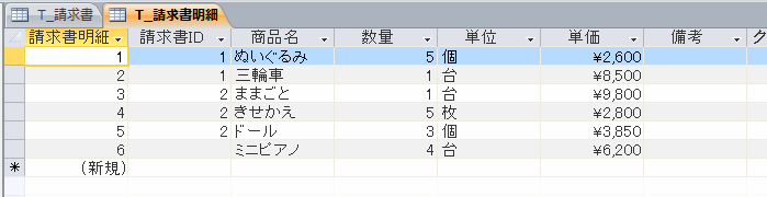 請求書明細データ