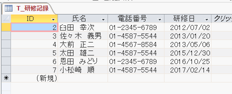 研修記録テーブル