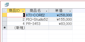 クエリを実行した結果