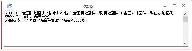 SQL文が表示された