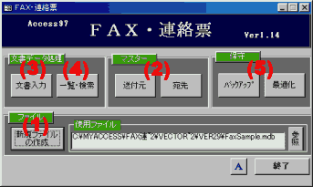 FAX 連絡表　メインメニュー