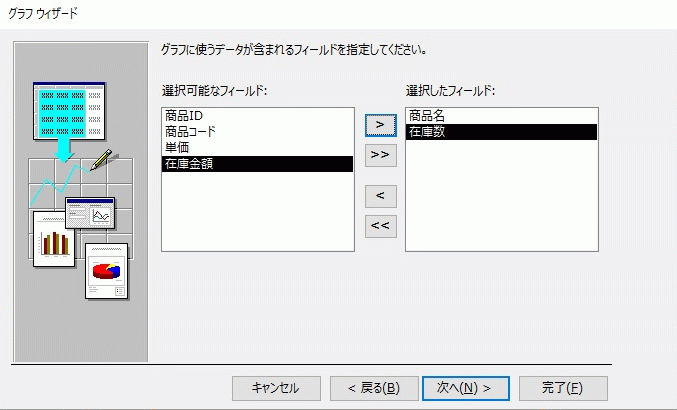 グラフに使うフィールドを選択する