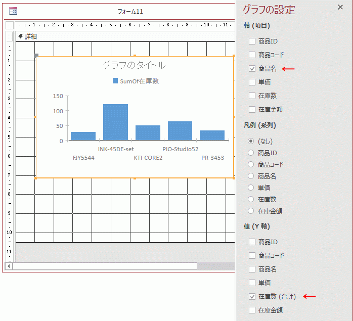 軸（項目）・凡例・値（Y軸）をパネルで設定する