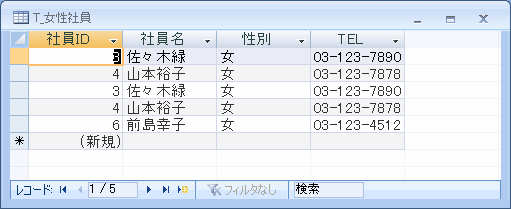 追加されたテーブル