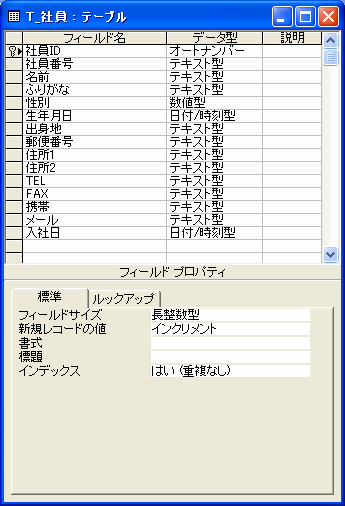 社員テーブル構造