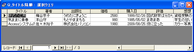 書籍タイトルを降順で表示