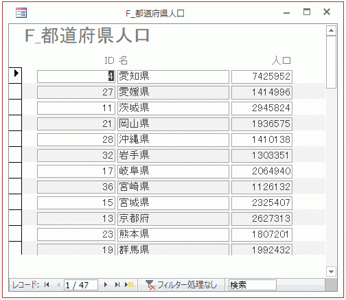 人口フィールドのメジアン（中央値）を求める