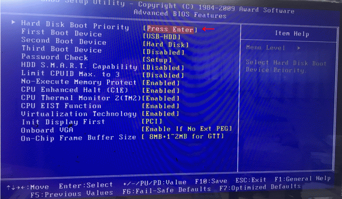 Hard Disk Boot PriorityI