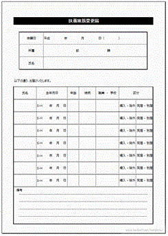 扶養家族変更届のテンプレート