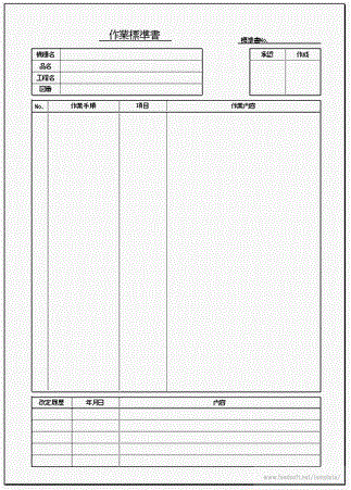 作業標準書のフリーテンプレート