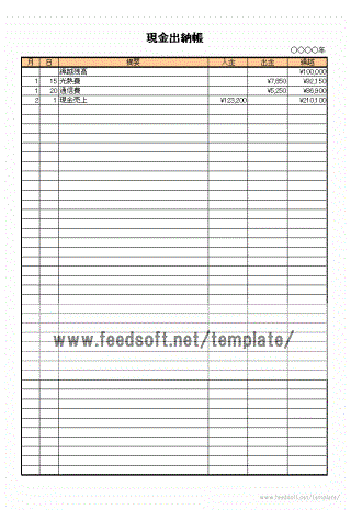 Excelで作成した現金出納帳