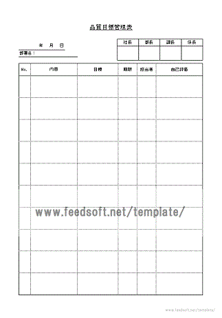 品質目標管理表のテンプレート