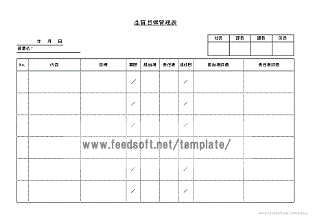 品質目標管理表のひな形