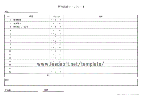 勤務態度チェックシートのテンプレート