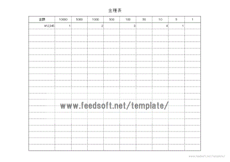 金種表テンプレート