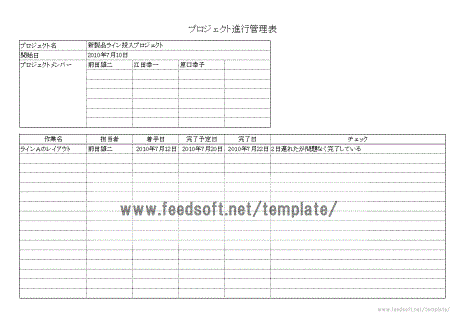 プロジェクト進行管理表のテンプレート