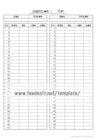 店舗別在庫表の書式