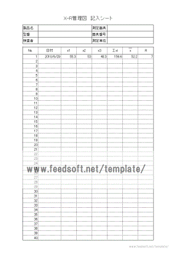 X-R管理図テンプレート