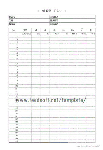 X-R管理図書式