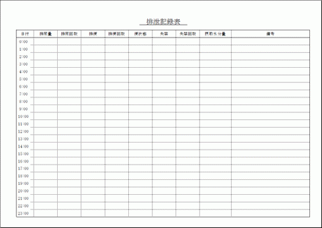 Excelで作成した排泄記録表