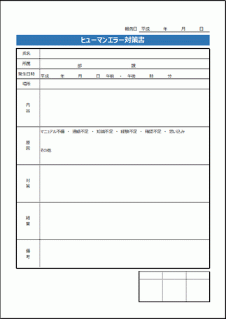 ヒューマンエラー対策書のテンプレート