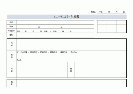 Excelで作成したヒューマンエラー対策書