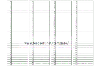 折りたたみ式の４ヵ月間予定表のテンプレート