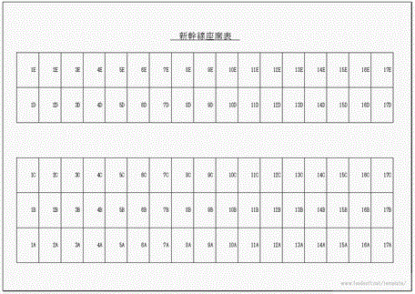 新幹線とバスの座席表のフリーテンプレート